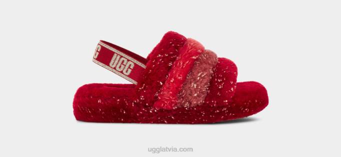 bērni UGG pūka jā metalic sparkle multi Z48J245 sarkans multi