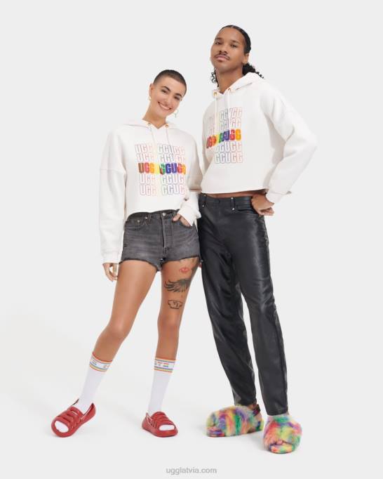 visi dzimumi UGG keira cropped hoodie pride Z48J122 varavīksnes logotips