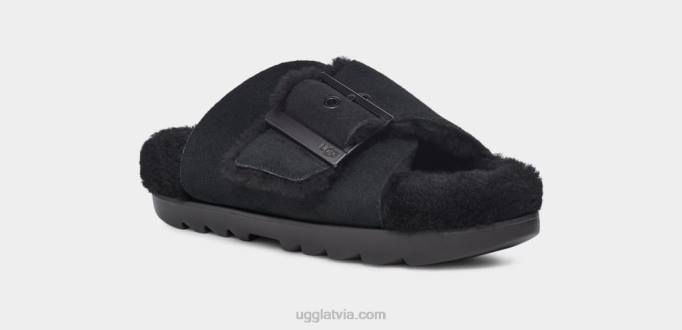 sievietes UGG izbīdāma sprādze Z48J787 melna zamšāda