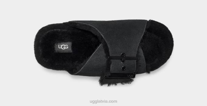 sievietes UGG izbīdāma sprādze Z48J787 melna zamšāda