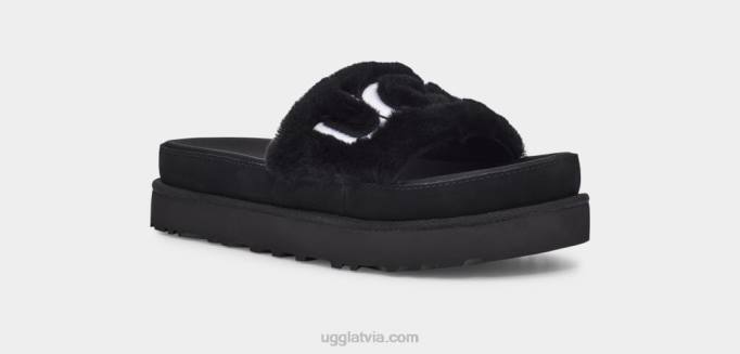 sievietes UGG laton kažokādas slidkalniņš Z48J829 melns