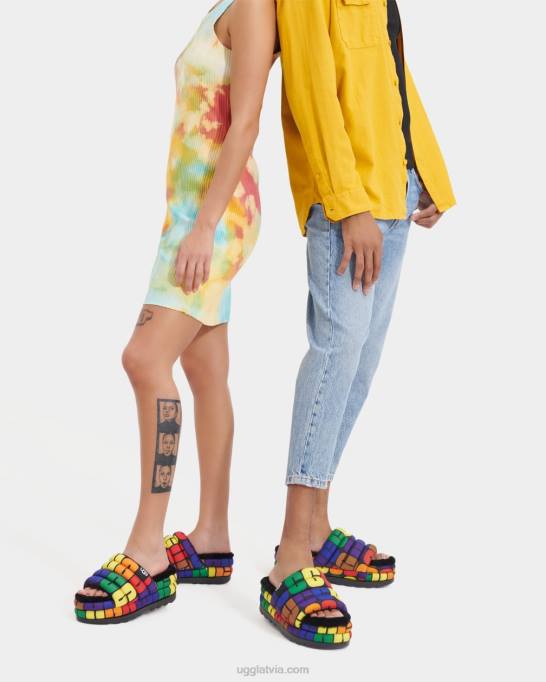 sievietes UGG lepnuma slaids Z48J604 varavīksnes logotips