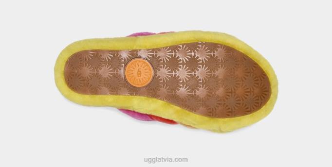 sievietes UGG lepnums pūka jā slaids Z48J838 lepnums varavīksnes dzeltens