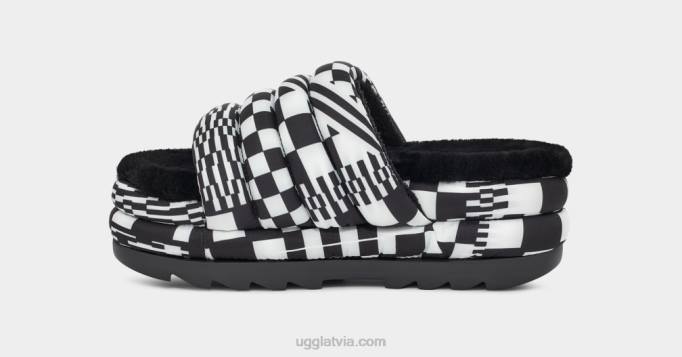 sievietes UGG maxi pārbauda slaidu Z48J59 melns balts