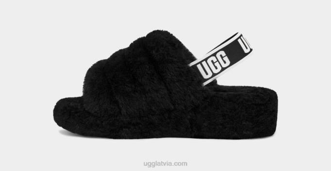 sievietes UGG pūka jā slaids Z48J713 melns