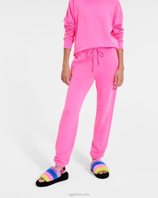 sievietes UGG pūka jā slaidu svītras Z48J846 melns/taffy rozā multi