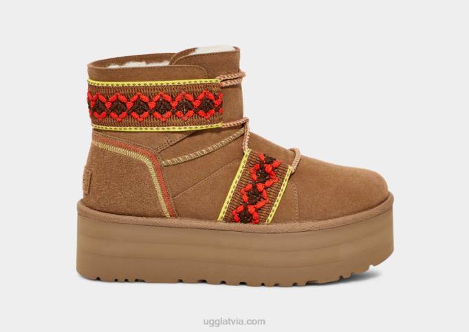 sievietes UGG klasiska mini ii pinuma platforma Z48J2134 kastanis