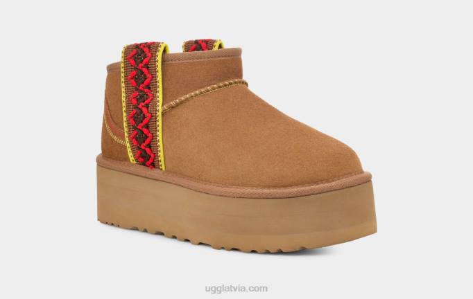 sievietes UGG klasiska ultra mini pinuma platforma Z48J656 kastanis