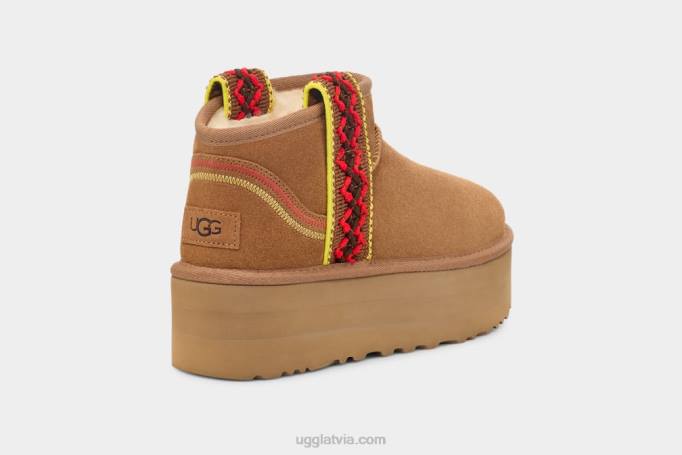 sievietes UGG klasiska ultra mini pinuma platforma Z48J656 kastanis