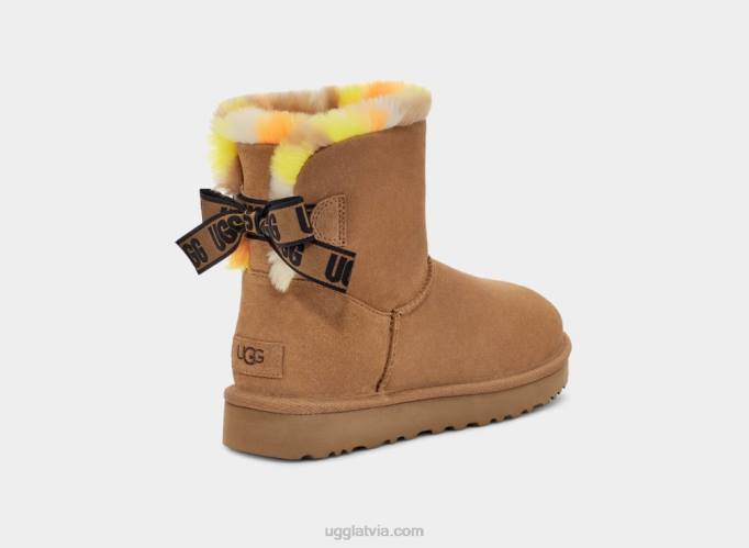 sievietes UGG mini bailey bow plaid punk Z48J859 kastanis