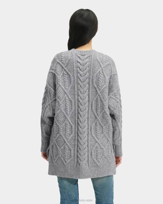 sievietes UGG raelee kabelis adīts džemperis garš Z48J158 pelēki virši