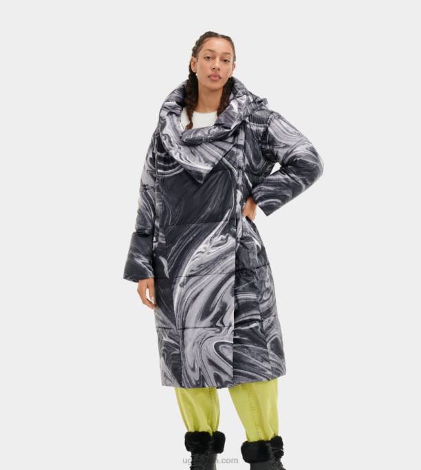 sievietes UGG Catherina puffer jaka Z48J2244 melns/balts marmors