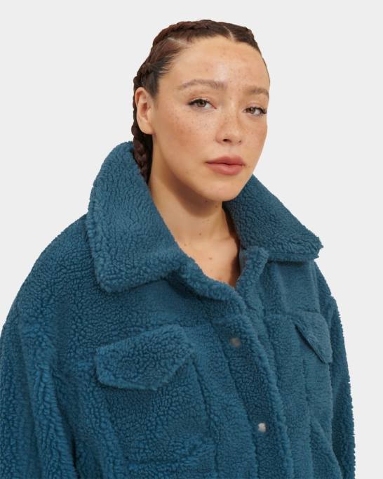 sievietes UGG frankie sherpa trucker jaka Z48J1161 gods zils