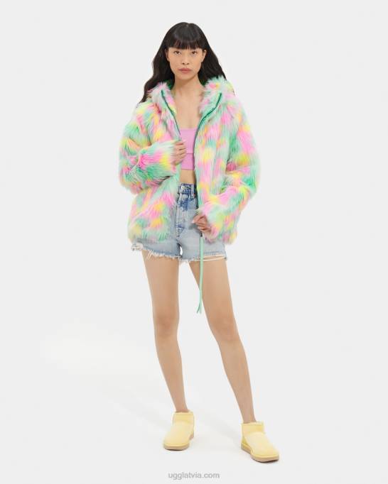 sievietes UGG krustnagliņu mākslīgās kažokādas jakas aura Z48J94 citronu laima aura