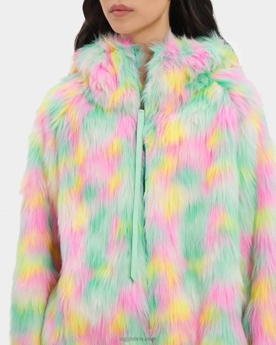 sievietes UGG krustnagliņu mākslīgās kažokādas jakas aura Z48J94 citronu laima aura