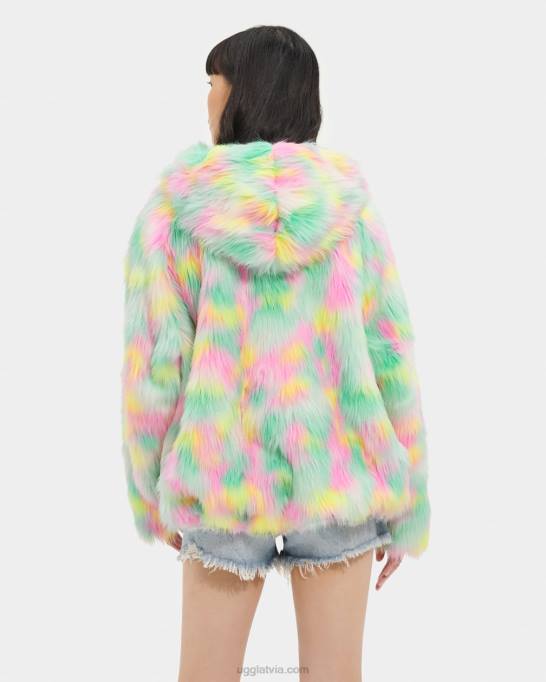 sievietes UGG krustnagliņu mākslīgās kažokādas jakas aura Z48J94 citronu laima aura