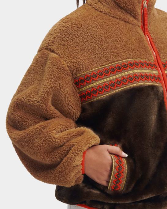 sievietes UGG marlēna šerpa jaka mantojuma bize Z48J2167 kastaņu mantojuma bize