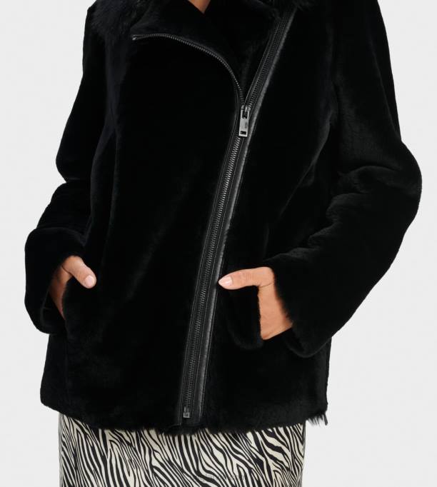 sievietes UGG nadine īsā shearling jaka Z48J185 melns