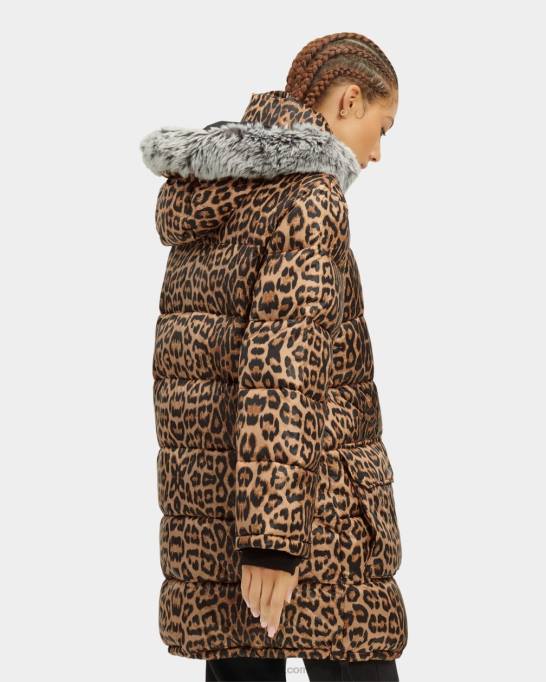 sievietes UGG ozzy vidēja garuma pufera jaka Z48J1178 leopards