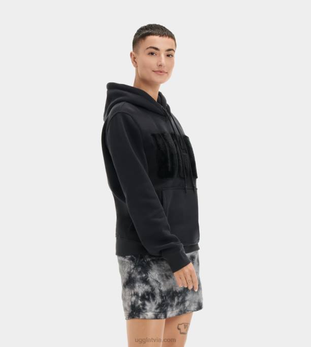 sievietes UGG Rey fuzzy logo kapuci Z48J903 melns