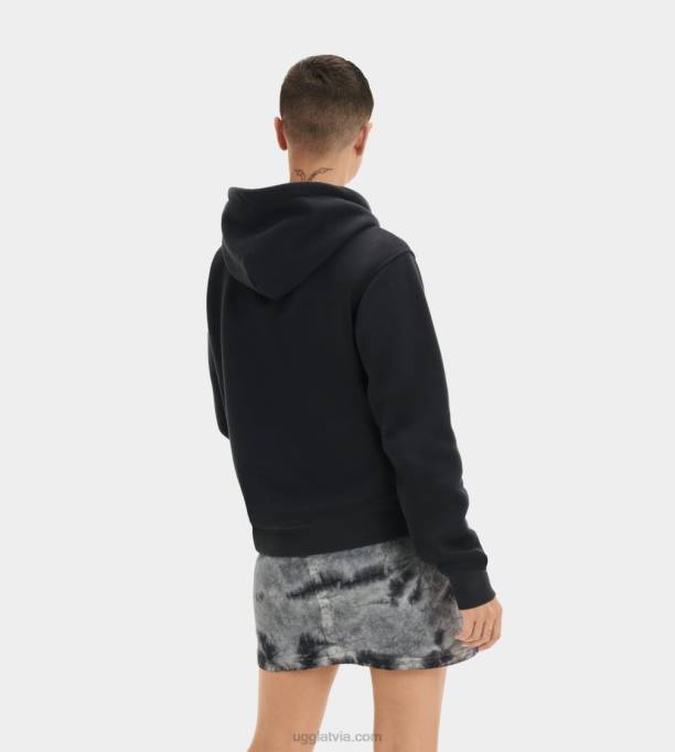 sievietes UGG Rey fuzzy logo kapuci Z48J903 melns