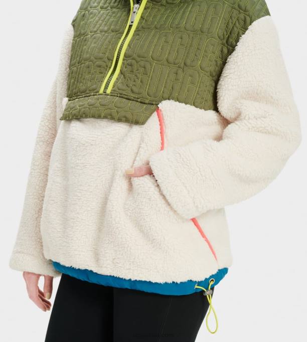 sievietes UGG iggy sherpa džemperis ar rāvējslēdzēju Z48J2238 dabisks multi