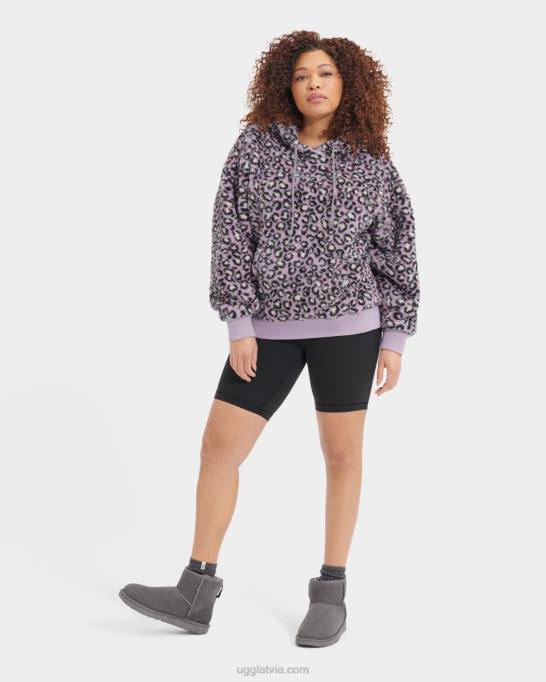 sievietes UGG loyra sherpa kapuci Z48J1283 melni plankumaini