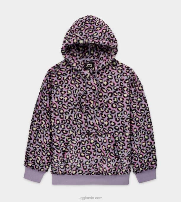 sievietes UGG loyra sherpa kapuci Z48J1283 melni plankumaini