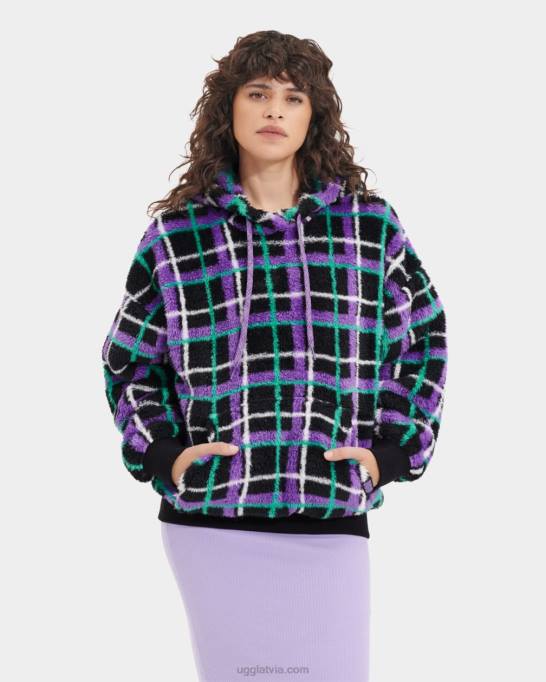 sievietes UGG loyra sherpa kapuci Z48J1284 gliemežvāku rūtains panks