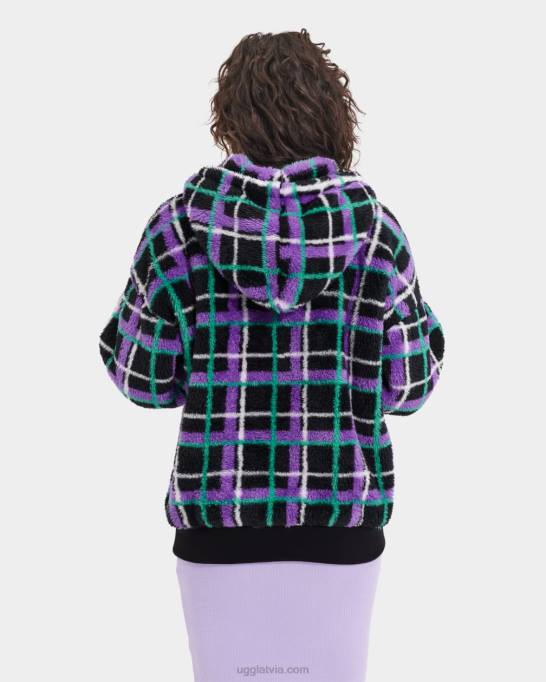 sievietes UGG loyra sherpa kapuci Z48J1284 gliemežvāku rūtains panks