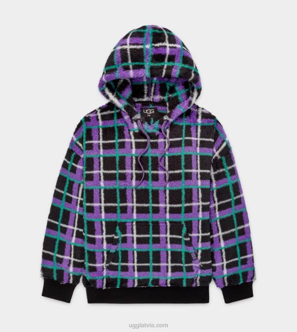 sievietes UGG loyra sherpa kapuci Z48J1284 gliemežvāku rūtains panks