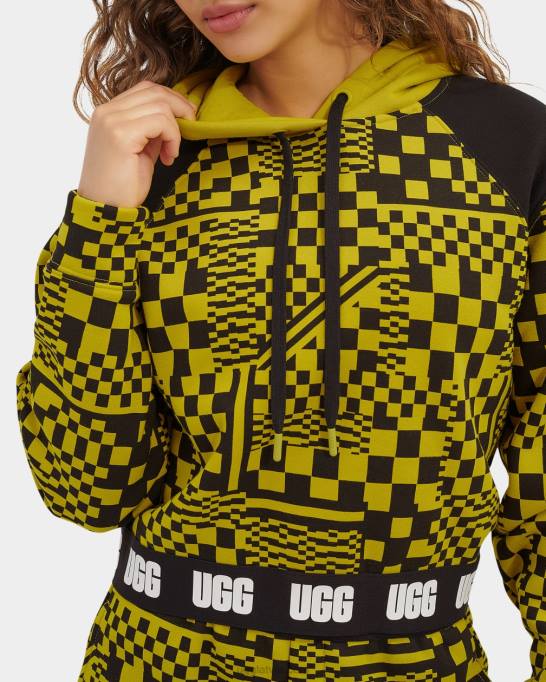 sievietes UGG mallory cropped hoodie čeki Z48J1238 garša/melnie čeki