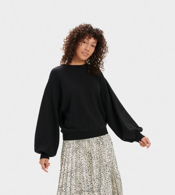 sievietes UGG strauta balons sleeve crewneck Z48J1362 melns