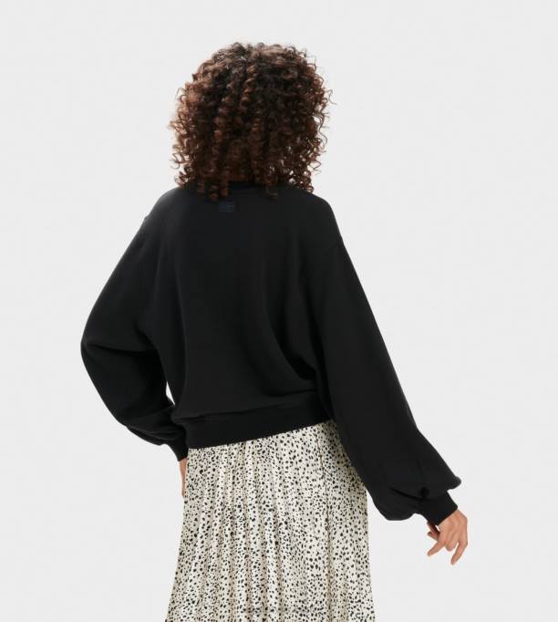 sievietes UGG strauta balons sleeve crewneck Z48J1362 melns