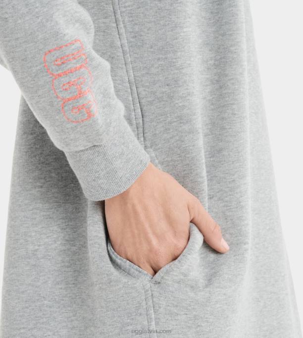 sievietes UGG aderīnas kapuces kleita Z48J1325 pelēki virši