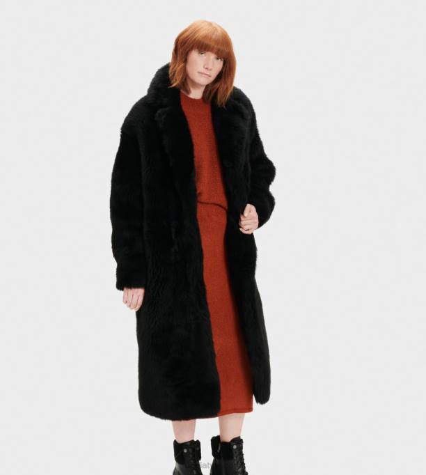 sievietes UGG esme garš shearling mētelis Z48J1174 melns