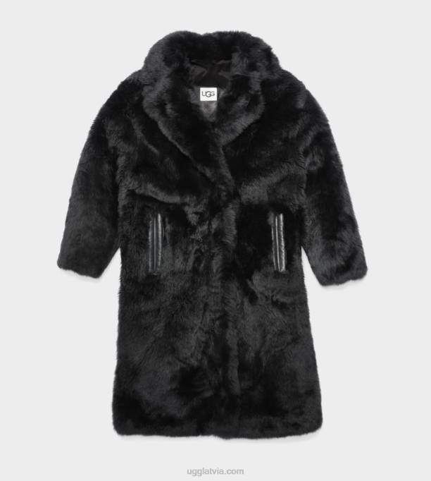 sievietes UGG esme garš shearling mētelis Z48J1174 melns