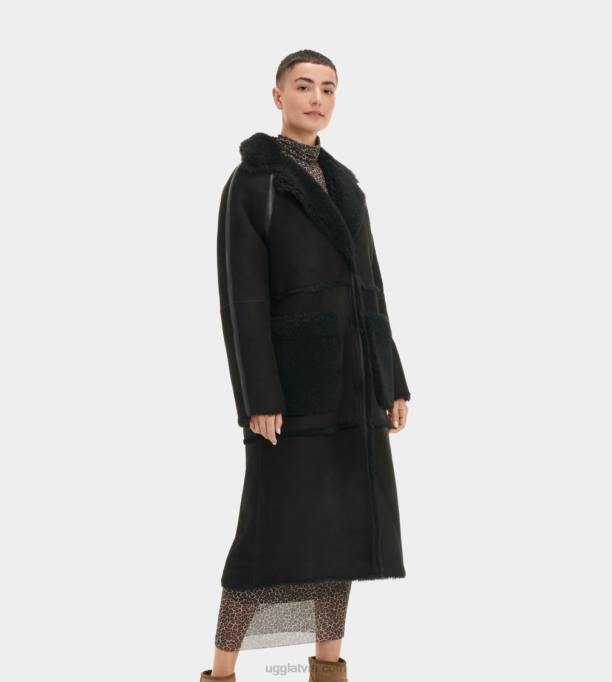 sievietes UGG fayre twinface aitādas mētelis Z48J1170 melns