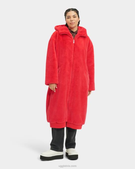 sievietes UGG koko lielizmēra mākslīgās kažokādas mētelis Z48J1274 aizdegties