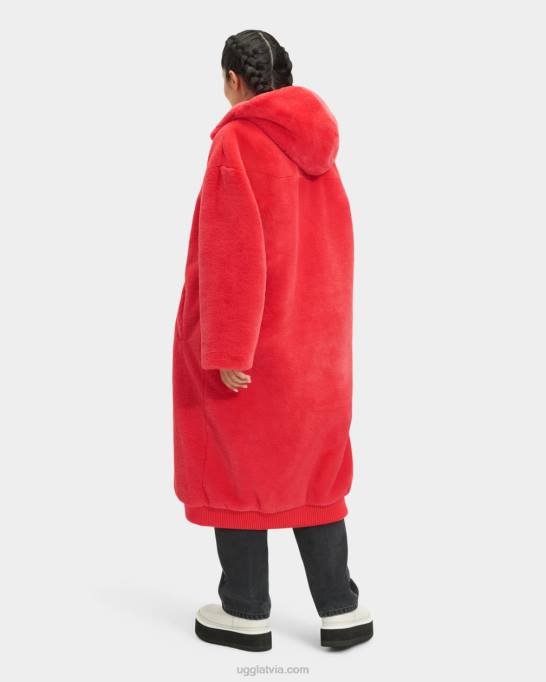 sievietes UGG koko lielizmēra mākslīgās kažokādas mētelis Z48J1274 aizdegties