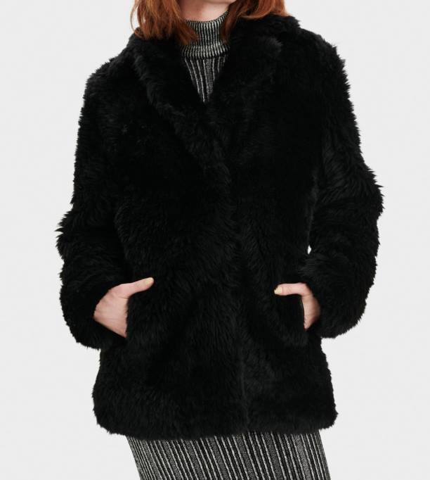 sievietes UGG liānas īss mētelis Z48J1172 melns