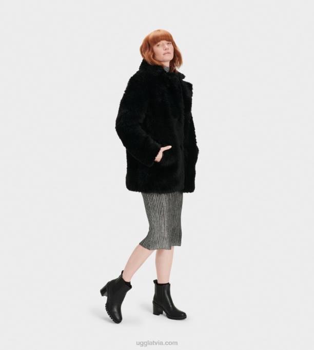 sievietes UGG liānas īss mētelis Z48J1172 melns