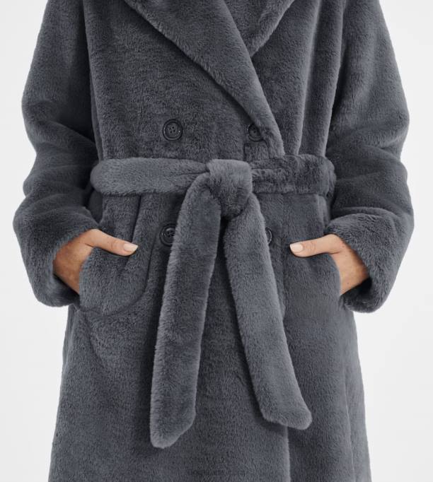 sievietes UGG lucinda garš mākslīgās kažokādas mētelis Z48J1189 ciklons