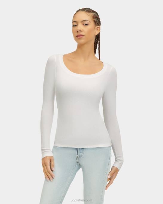 sievietes UGG talulla rievotu tops ar garām piedurknēm Z48J1088 balts