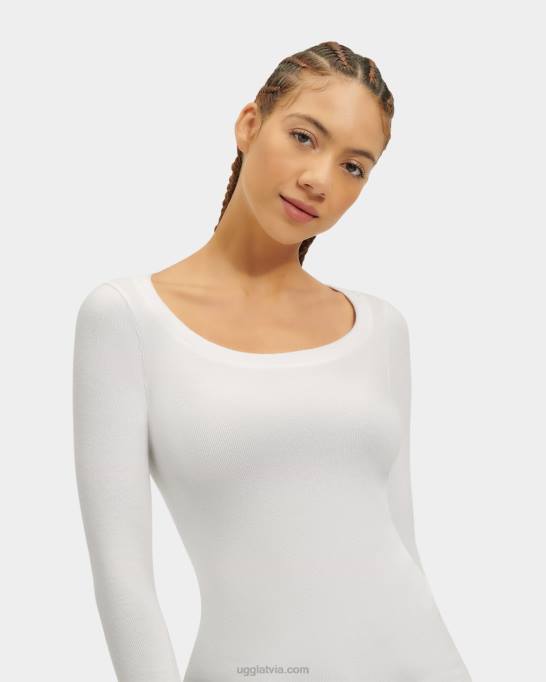 sievietes UGG talulla rievotu tops ar garām piedurknēm Z48J1088 balts