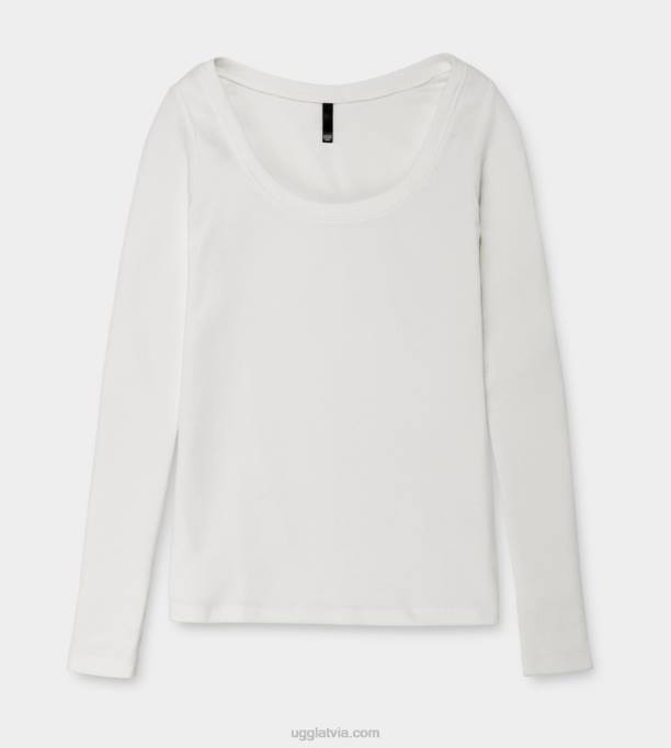 sievietes UGG talulla rievotu tops ar garām piedurknēm Z48J1088 balts