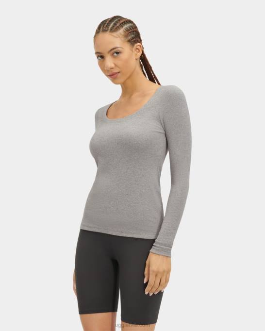 sievietes UGG talulla rievotu tops ar garām piedurknēm Z48J1089 pelēki virši