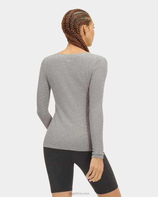 sievietes UGG talulla rievotu tops ar garām piedurknēm Z48J1089 pelēki virši