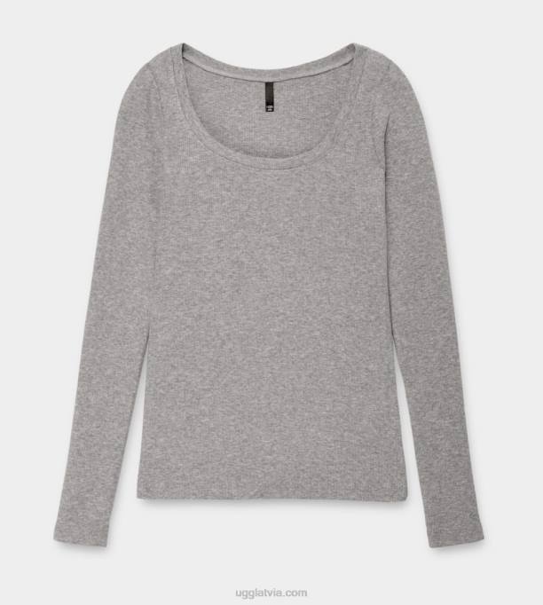 sievietes UGG talulla rievotu tops ar garām piedurknēm Z48J1089 pelēki virši