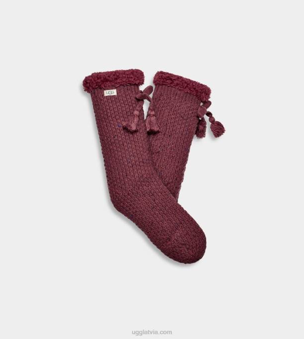 sievietes UGG nessie flīsa odere zeķe Z48J653 sangria sarkana